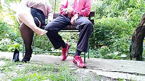 my mother-in-law begs for my cum all over her nylon stockings