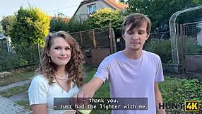 hunt4k. una fairy flashes perfect tits to stranger while boyfriend watches her get fucked