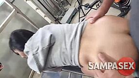 Natty hot endures hardcore anal creampie pounding during intense gym workout