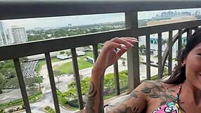 imagine banging petite teen charlotte mae on public balcony, creampie step sis fantasy pov