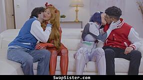 Hey, those naughty cosplay stepsisters are swapping stepbros for fun