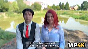 Olivia's Red Lingerie Tease Turns Into Public Fuck Beside Boyfriend