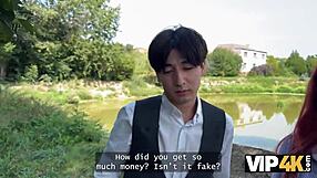 Olivia's Red Lingerie Tease Turns Into Public Fuck Beside Boyfriend