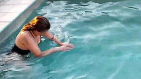 hey at the pool, this beautiful stepmom flashes her huge tits publicly... she needs cock now!