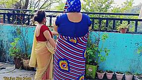 hot indian stepmom and teen daughter take young boy's cock outdoors doggystyle threesome