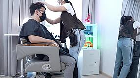 Big Ass Barber Girl Bent Over for Doggystyle Pussy Licking and Fucking!