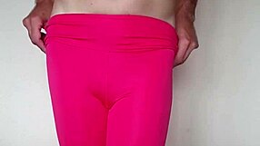 damn these pink leggings hug tight during my workout closeup