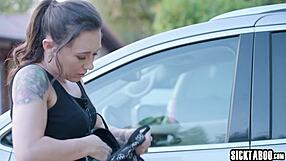 Sinn Sage fucks Hazel Moore's big tits in horny lesbian romp