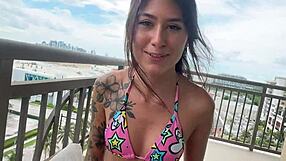 imagine banging petite teen charlotte mae on public balcony, creampie step sis fantasy pov