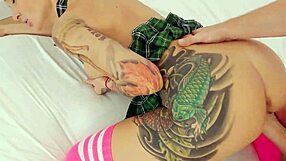 cute russian redhead socks up pretty pussy takes rough missionary pounding