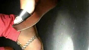 damn those candid mature feet crammed in sexy wedges sandals!