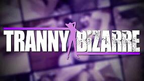 Asian shemale tranny in fishnets heels takes anal doggystyle pounding