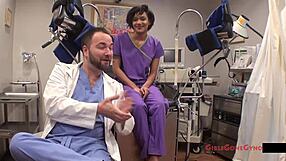 jackie banes humiliates patient spreading small tits in latex nurse hospital exam