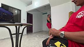 he jerks for his employee and ends up fucking her wet