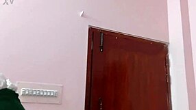 Home maid bends over ass up while fucking girlfriend's mature pussy
