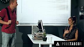 Desperate lesbian teacher Christy Love begs student Codey Steele's creampie