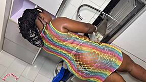 her huge ass tits bounce wildly on monster cock in kitchen