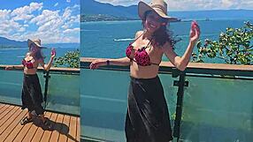 Big tits latina tourist bent over beach for brazilian monster cock doggystyle cumshot