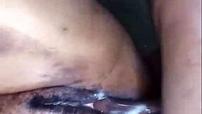 Creamy ebony milf's wet pussy takes hard group banging session