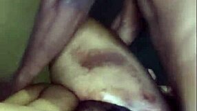 Creamy ebony milf's wet pussy takes hard group banging session