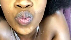 Close Up View of Curvy Ebony Pussy Fucked Hard and Squirting Wildly