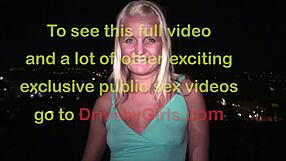 Young cute blonde teen heads to dogging spot for public orgy fuck!