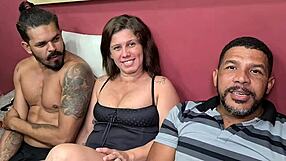 Milf wife screams in first porno double vaginal with two cocks while hubby waits