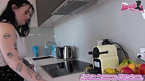 Chubby German tattoo housewife fucked hard in kitchen