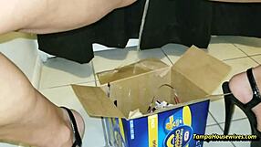 Pee Queen Milf Sprays Golden Shower in Heels Outdoor Closeup