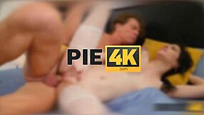 Cheating son's girlfriend seduces father-in-law stripping clothes for intense european sex