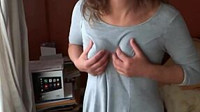 sis-in-law flashes pussy and tits while i jerk off to her curves