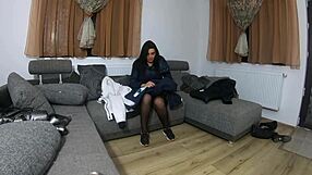 Milfycalla masturbates in fur hooded downjacket talking dirty with dildo