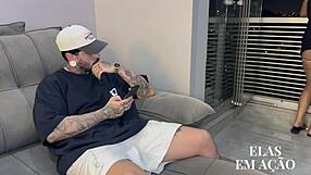 caught my curvy girlfriend cheating so i joined their outdoor pussy licking threesome