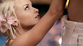 imagine this cute blonde babe sucking your cock in bikini for christmas cumshot