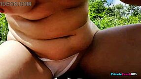 mature russian couple sneaks steamy forest fuck