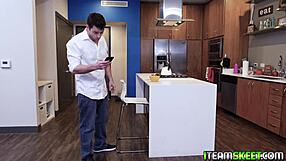 Ella gropes stepdad's cock then tits bounce wild