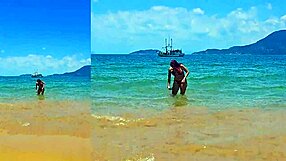 Big tits latina tourist bent over beach for brazilian monster cock doggystyle cumshot