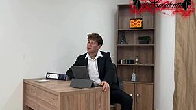 Skinny latina secretary slut bent over for boss's monster cock deepthroat and riding