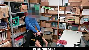 Young thief caught shoplifting bends over for lp officer's big cock pounding