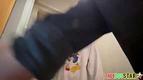 Horny Skinny Ladyboy Licks Cock Then Sits on It Deep!