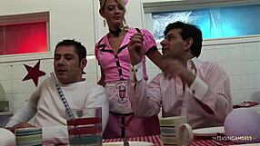 uhh the blonde milf in kitchen luvs suckin big cocks n ridin em with her friends...