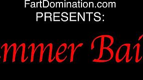 dominant summer bailey farts stinky gas on submissive cock
