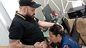 desperate latina milf sucks boss cock deep to save her job cum gulp