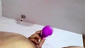 blonde takes it bent over while playing with her dildo