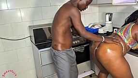 her huge ass tits bounce wildly on monster cock in kitchen