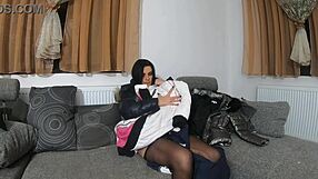 Milfycalla masturbates in fur hooded downjacket talking dirty with dildo