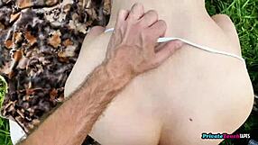 mature russian couple sneaks steamy forest fuck