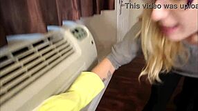 oh man this nerdy blonde milf with glasses rides her bbc toy screaming in maid uniform