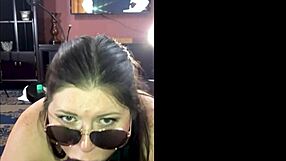 horny bbw glasses slut with juicy curves facefucked deep by monster black cock swallows creamy facial load