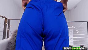 Ella gropes stepdad's cock then tits bounce wild